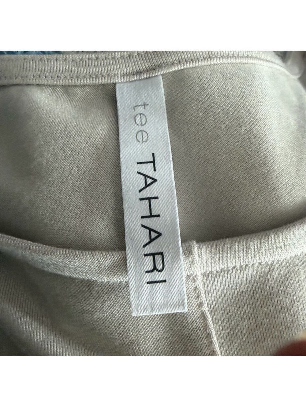 Tahari Beige Long Sleeve Tee Seam Detail Classic Casual Layering Large Boho NWT - Picture 9 of 13